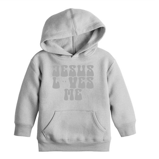 Gray Jesus Loves Me Toddler Hoodie