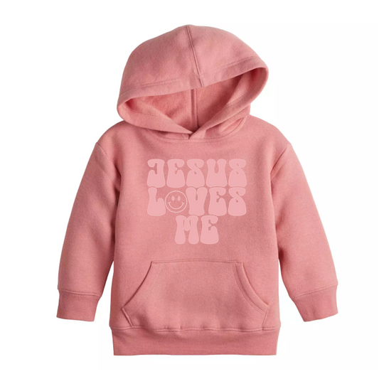 Pink Jesus Loves Me Toddler Hoodie